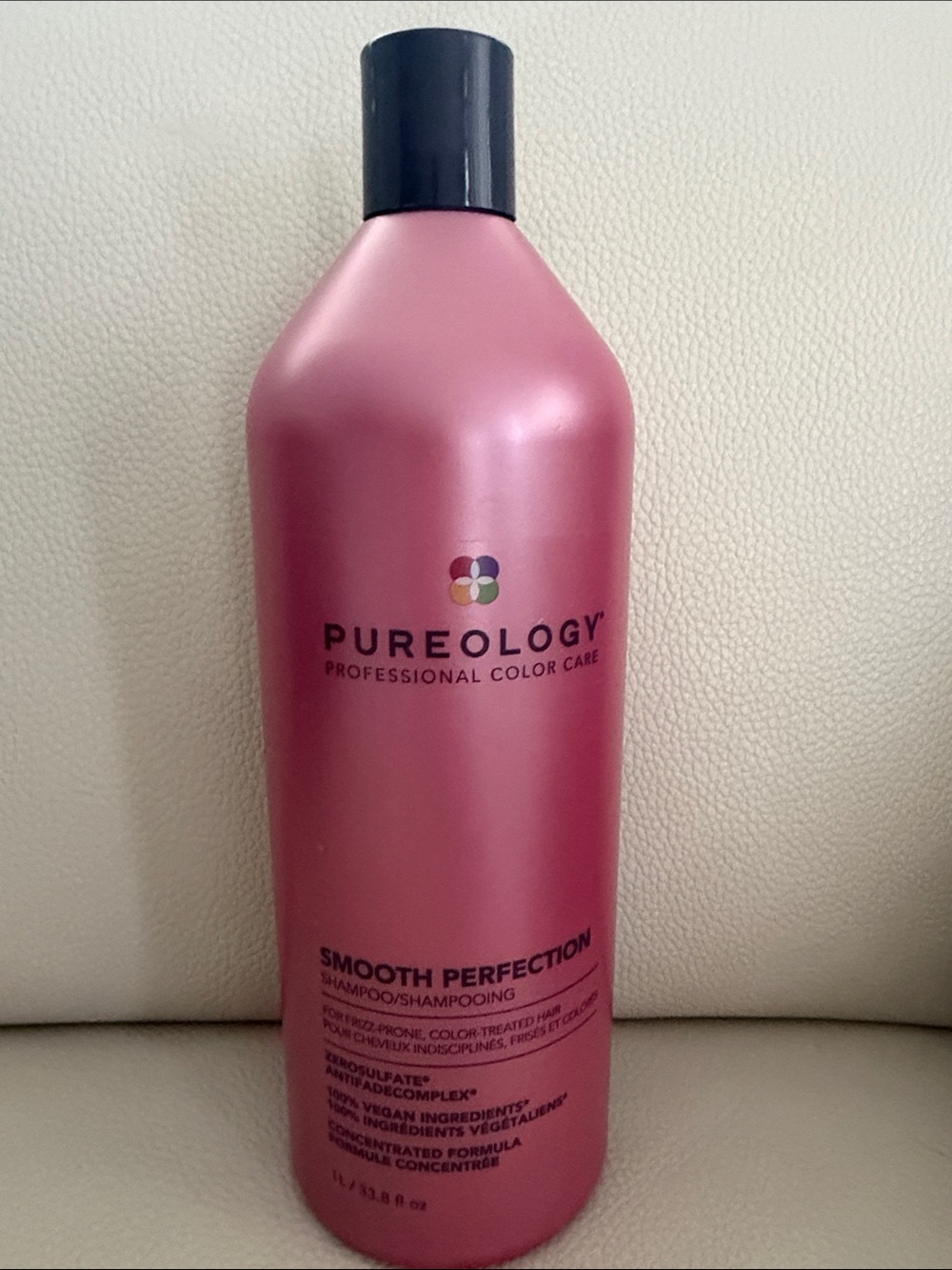 Pureology Smooth Perfection Shampoo - Metallic Pink with Black Cap 1L NEW